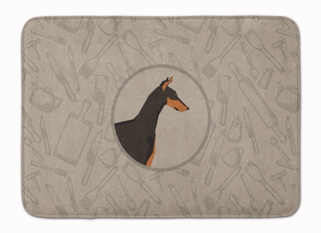 Doberman Pinscher In the Kitchen Memory Foam Kitchen Mat Machine Washable Anti-Fatigue Cushion Comfort Bath or Kitchen Rug