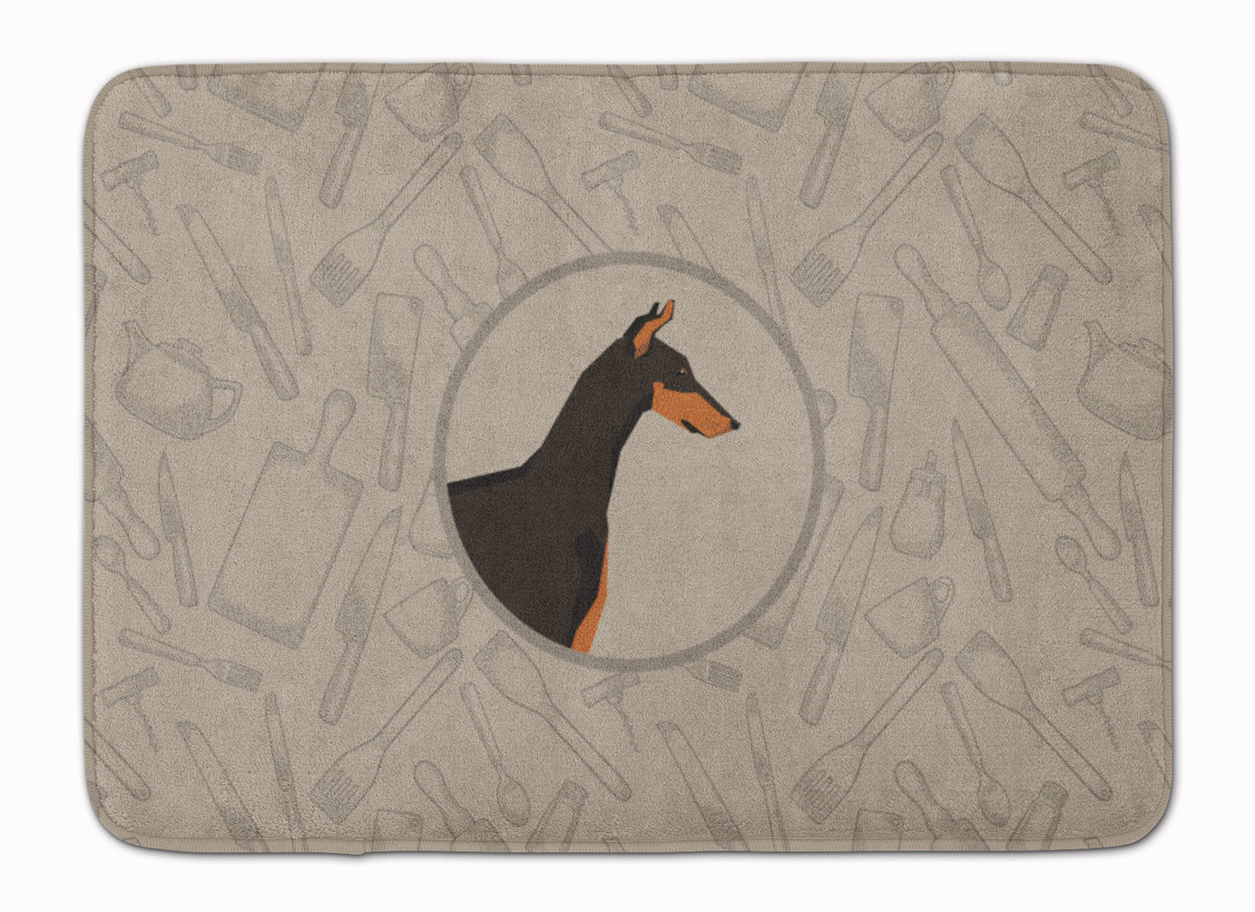Doberman Pinscher In the Kitchen Memory Foam Kitchen Mat Machine Washable Anti-Fatigue Cushion Comfort Bath or Kitchen Rug