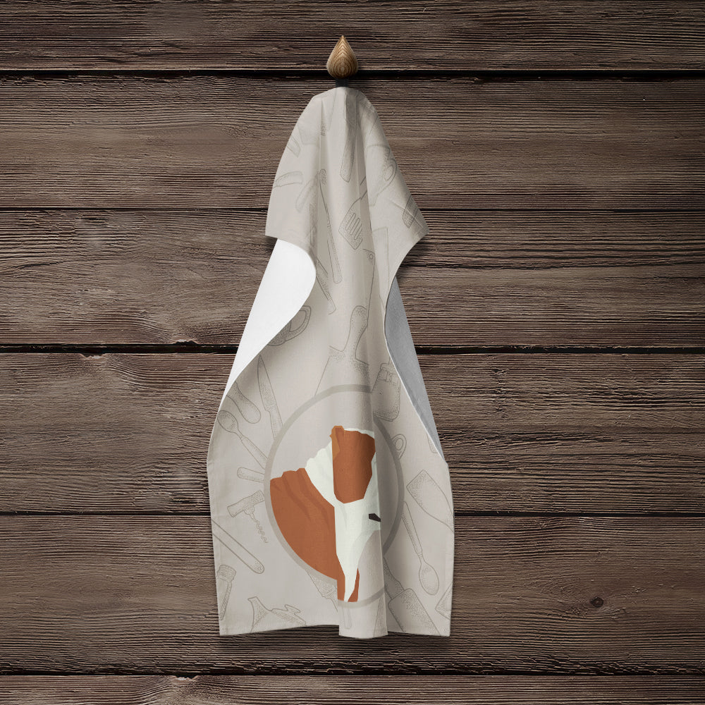 English Bulldog In the Kitchen Kitchen Towel Velour Plush Front and Cotton Loop Back Machine Washable