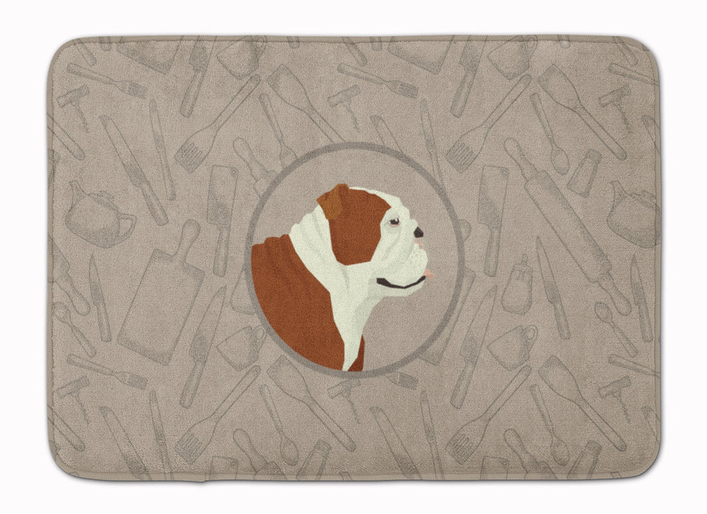 English Bulldog In the Kitchen Memory Foam Kitchen Mat Machine Washable Anti-Fatigue Cushion Comfort Bath or Kitchen Rug