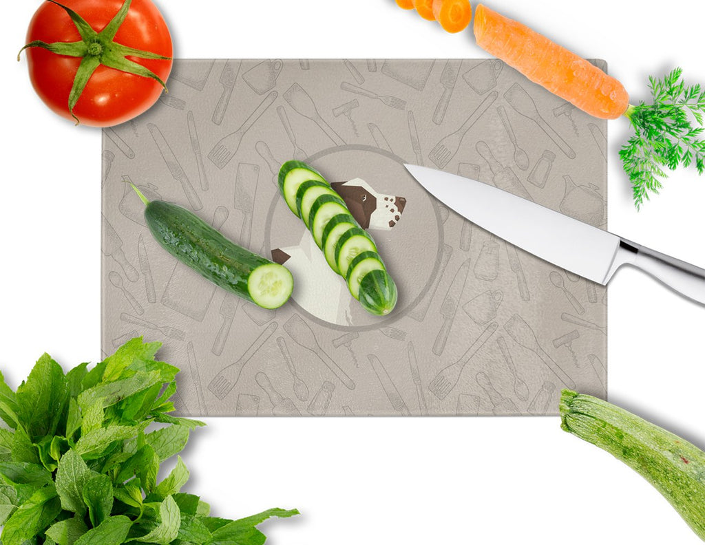 English Springer Spaniel In the Kitchen Cutting Board Tempered Glass Kitchen Cutting Surface, Heat Resistant Chopping, Non-Slip Feet, Food Prep & Serving