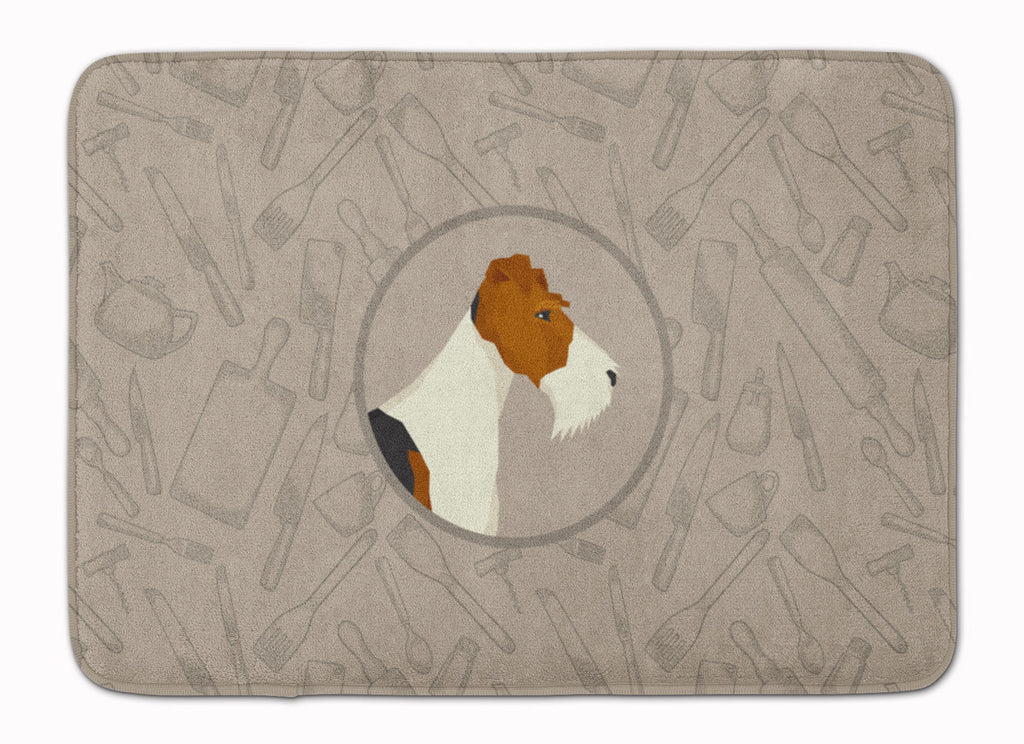 Fox Terrier In the Kitchen Memory Foam Kitchen Mat Machine Washable Anti-Fatigue Cushion Comfort Bath or Kitchen Rug
