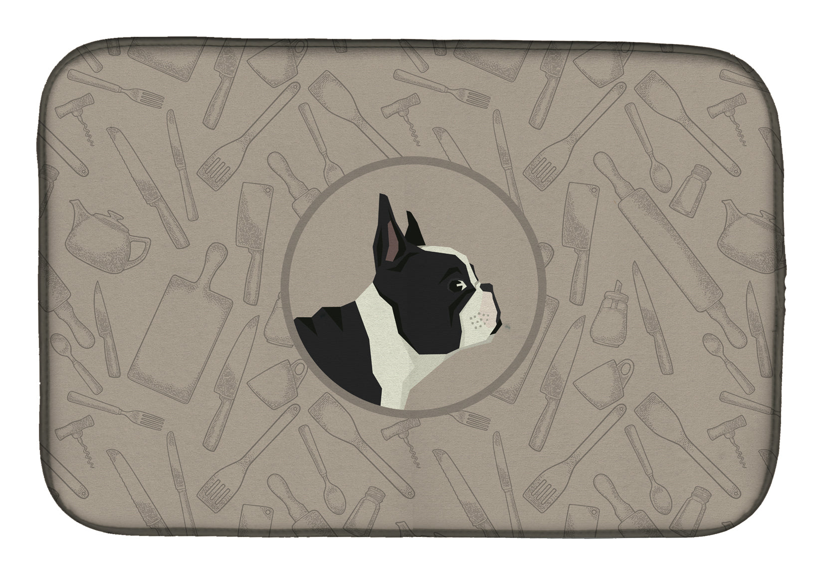 French Bulldog In the Kitchen Dish Drying Mat Absorbent Dish Drying Mat Pad for Kitchen Counter Dish Drainer Mat for Countertop, 14 x 21", Multicolor