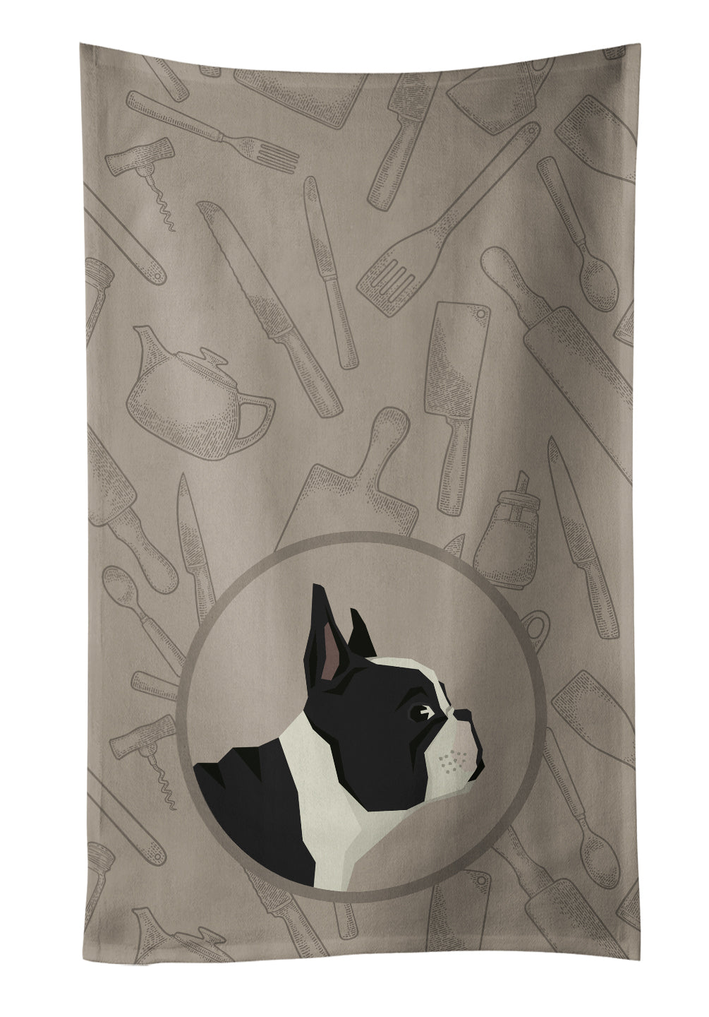 French Bulldog In the Kitchen Kitchen Towel Velour Plush Front and Cotton Loop Back Machine Washable