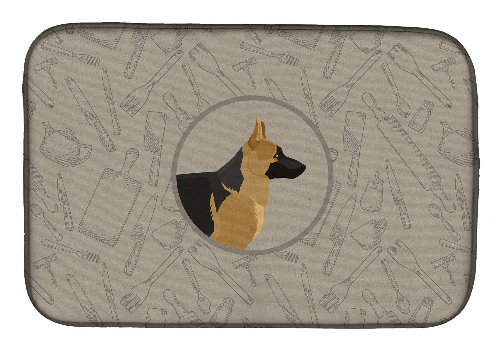 German Shepherd In the Kitchen Dish Drying Mat Absorbent Dish Drying Mat Pad for Kitchen Counter Dish Drainer Mat for Countertop, 14 x 21", Multicolor