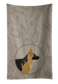 German Shepherd In the Kitchen Kitchen Towel Velour Plush Front and Cotton Loop Back Machine Washable