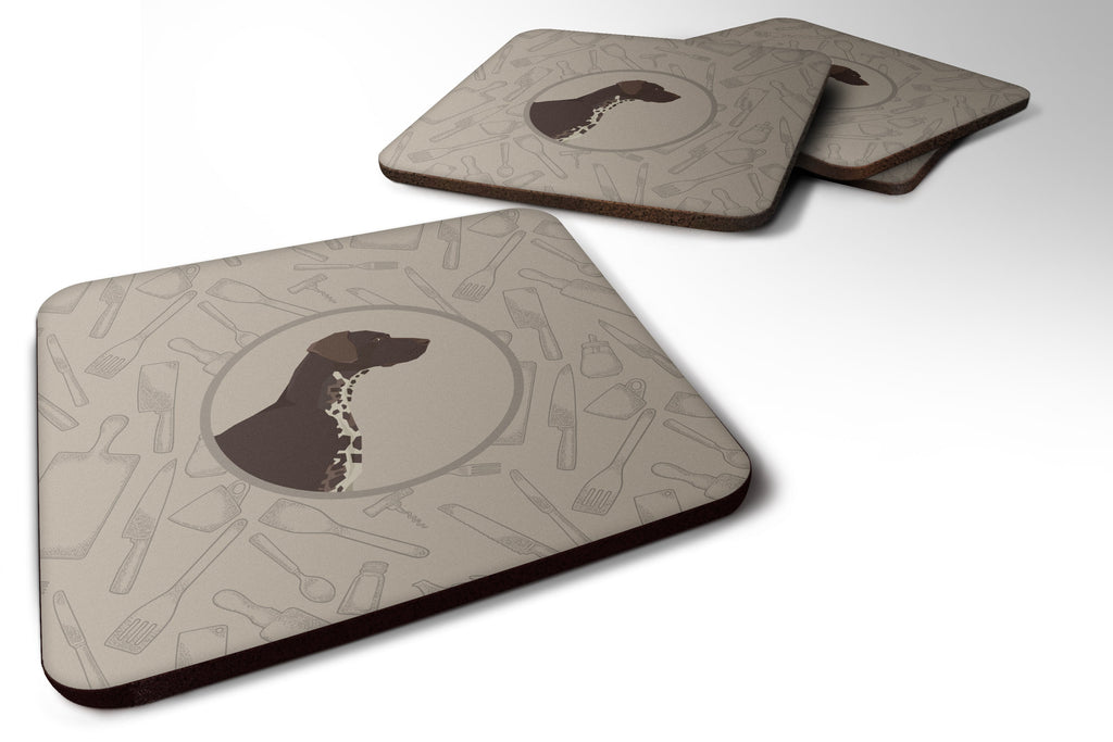 German Shorthaired Pointer In the Kitchen Foam Coasters Set of 4 Cup Coasters for Indoor Outdoor, Tabletop Protection, Anti Slip, Mouse pad Material
