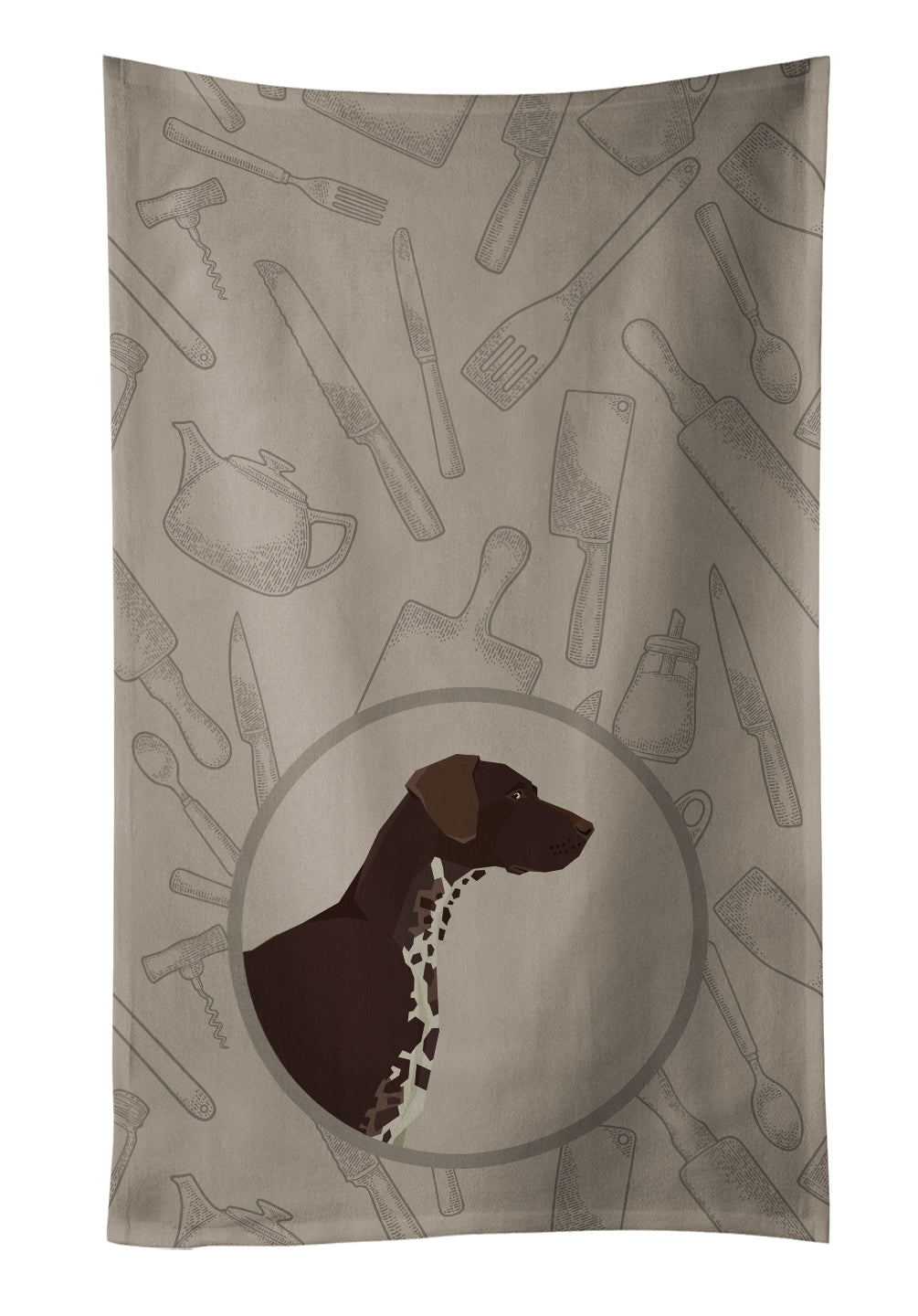 German Shorthaired Pointer In the Kitchen Kitchen Towel Velour Plush Front and Cotton Loop Back Machine Washable