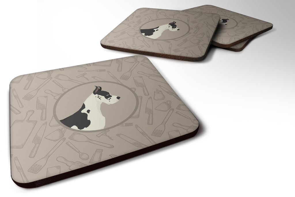 Great Dane In the Kitchen Foam Coasters Set of 4 Cup Coasters for Indoor Outdoor, Tabletop Protection, Anti Slip, Mouse pad Material