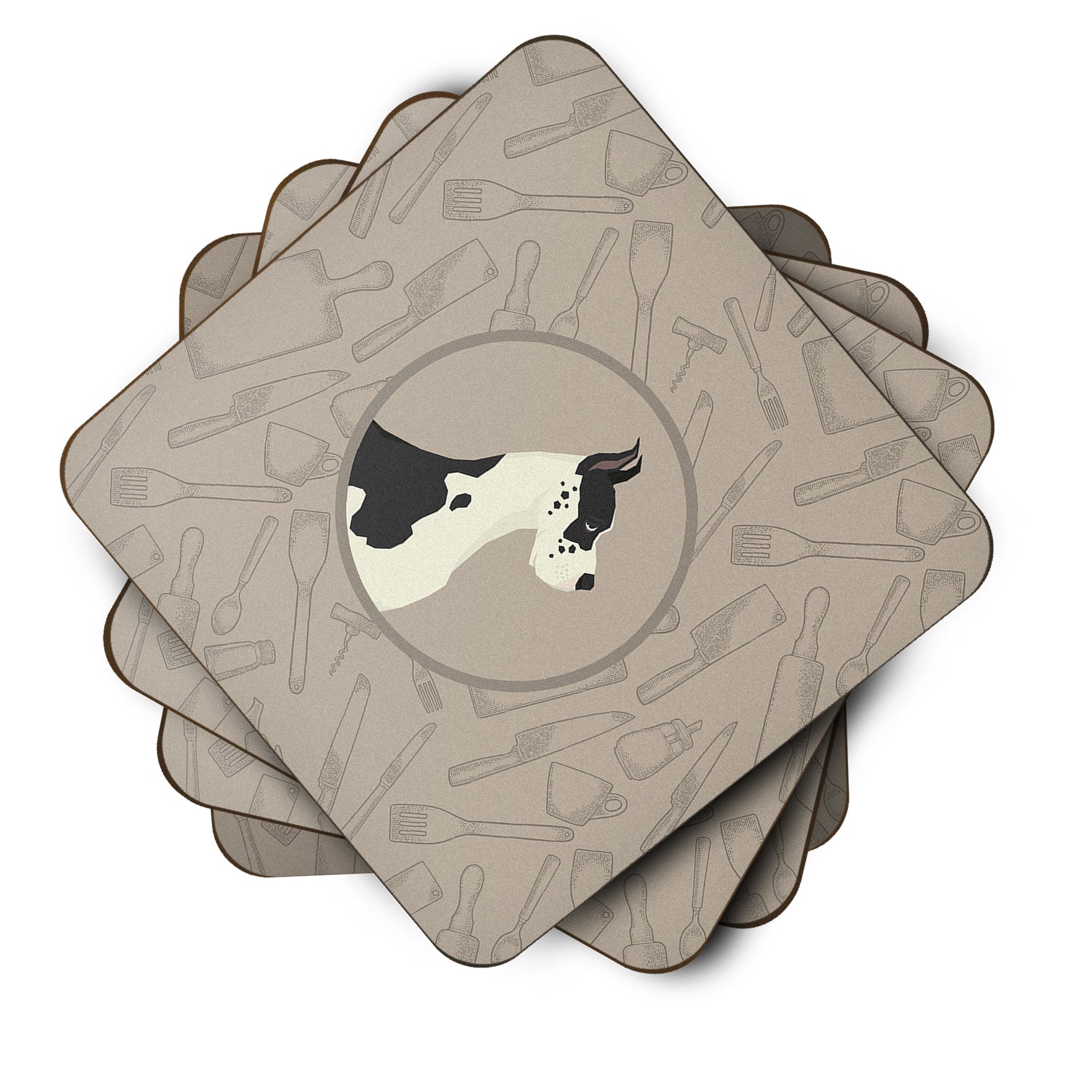 Great Dane In the Kitchen Foam Coasters Set of 4 Cup Coasters for Indoor Outdoor, Tabletop Protection, Anti Slip, Mouse pad Material