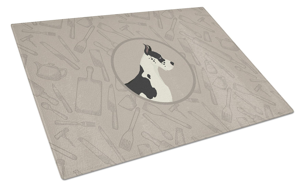 Great Dane In the Kitchen Cutting Board Tempered Glass Kitchen Cutting Surface, Heat Resistant Chopping, Non-Slip Feet, Food Prep & Serving