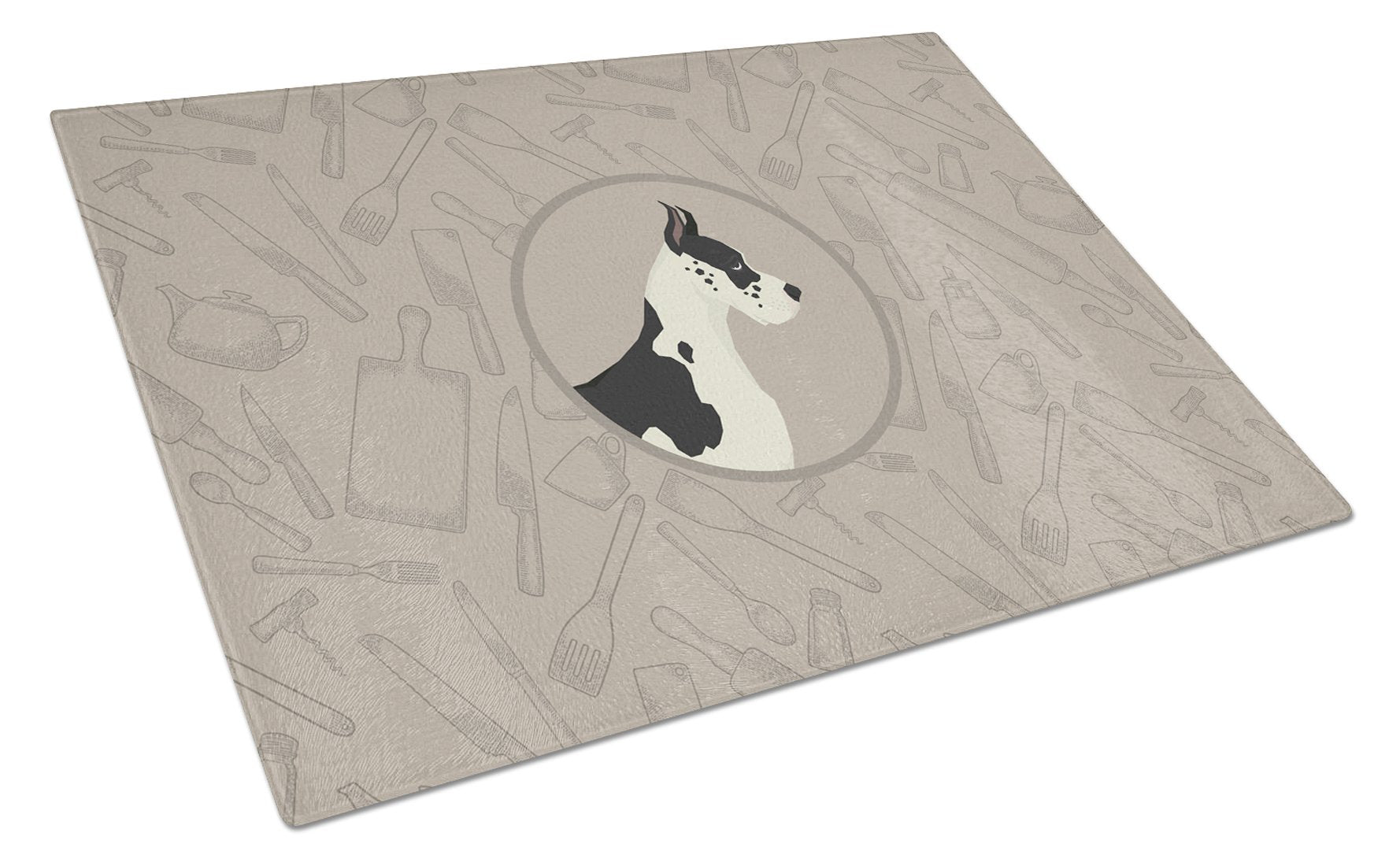 Great Dane In the Kitchen Cutting Board Tempered Glass Kitchen Cutting Surface, Heat Resistant Chopping, Non-Slip Feet, Food Prep & Serving