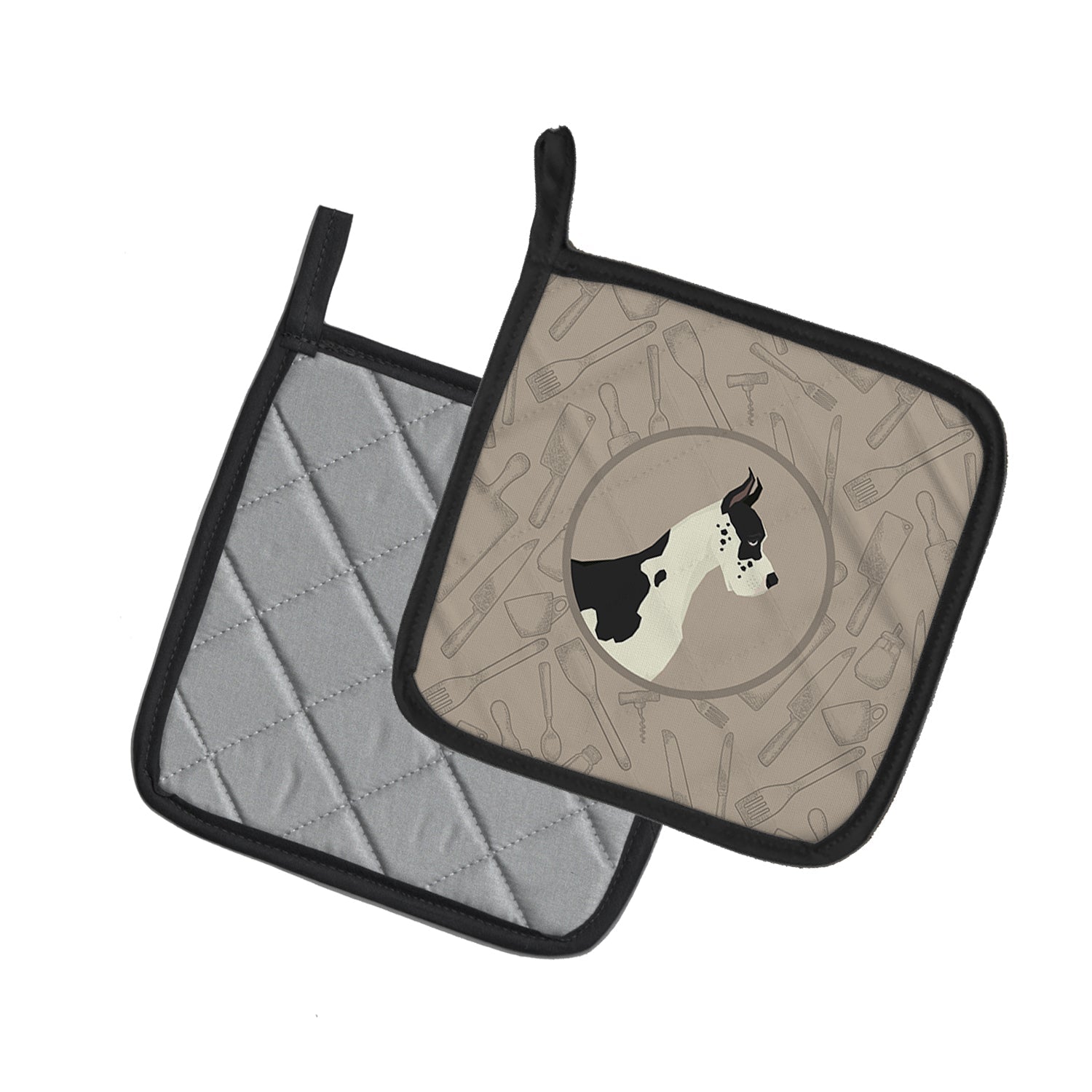 Great Dane In the Kitchen Pot Holder Set of 2 Heat Resistant Quilted Hot Pads 7.5 x 7.5 Inch, Insulated Kitchen Trivets for Cooking & Baking