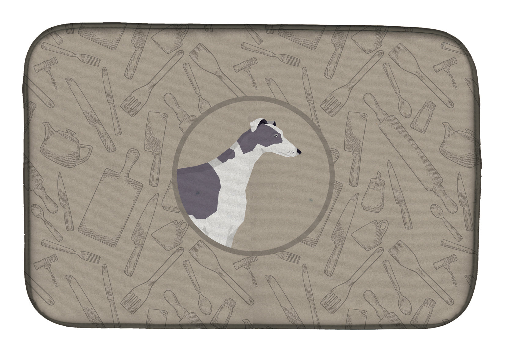 Greyhound In the Kitchen Dish Drying Mat Absorbent Dish Drying Mat Pad for Kitchen Counter Dish Drainer Mat for Countertop, 14 x 21", Multicolor