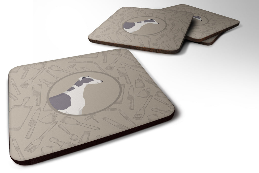Greyhound In the Kitchen Foam Coasters Set of 4 Cup Coasters for Indoor Outdoor, Tabletop Protection, Anti Slip, Mouse pad Material
