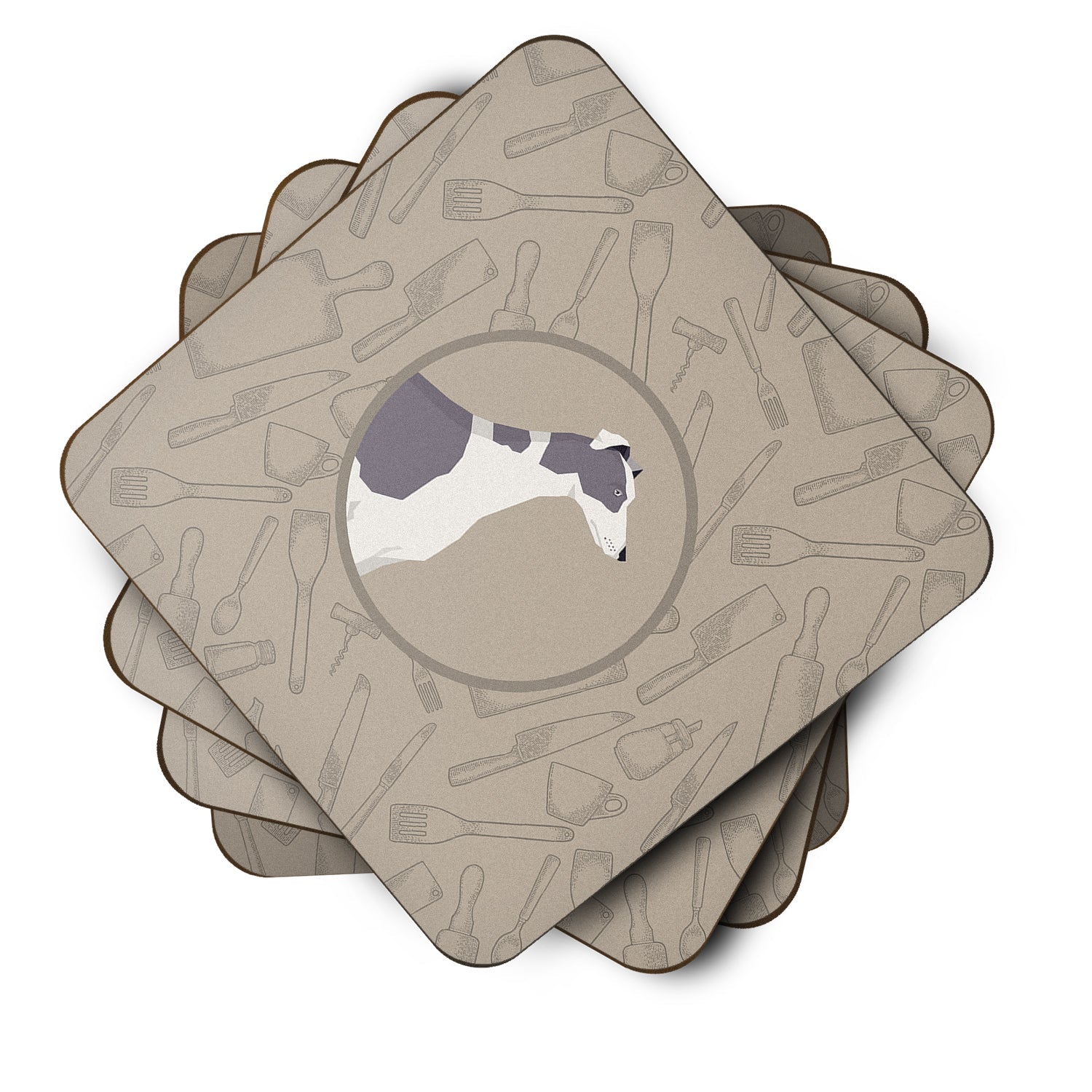 Greyhound In the Kitchen Foam Coasters Set of 4 Cup Coasters for Indoor Outdoor, Tabletop Protection, Anti Slip, Mouse pad Material