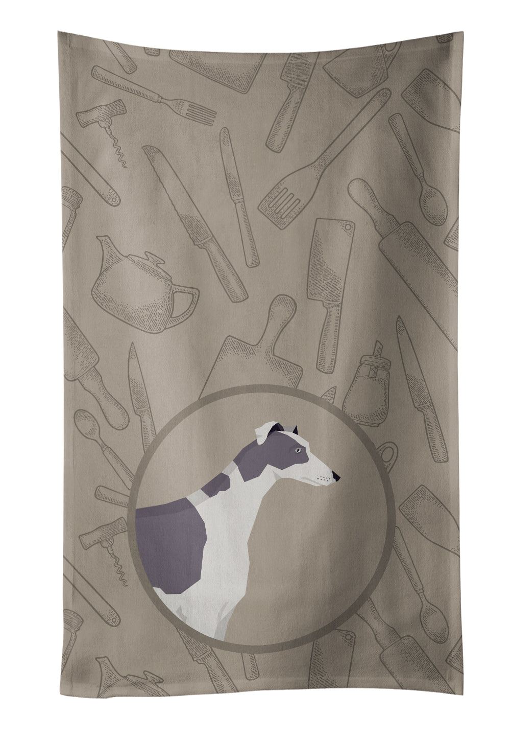 Greyhound In the Kitchen Kitchen Towel Velour Plush Front and Cotton Loop Back Machine Washable