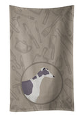 Greyhound In the Kitchen Kitchen Towel Velour Plush Front and Cotton Loop Back Machine Washable
