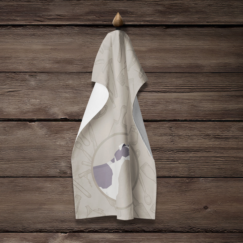 Greyhound In the Kitchen Kitchen Towel Velour Plush Front and Cotton Loop Back Machine Washable