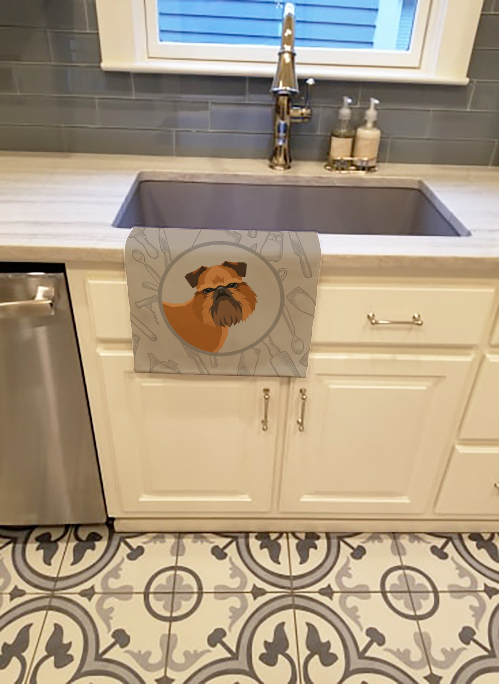 Brussels Griffon In the Kitchen Kitchen Towel Velour Plush Front and Cotton Loop Back Machine Washable