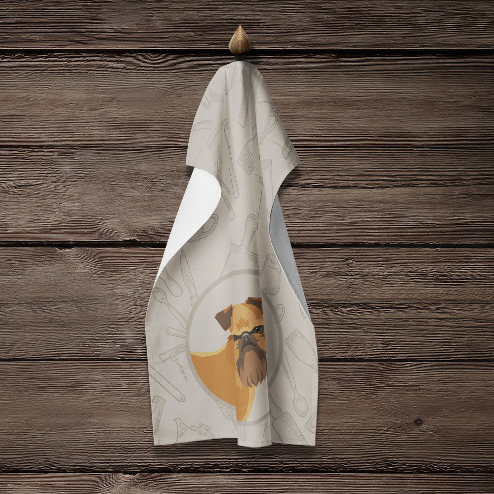 Brussels Griffon In the Kitchen Kitchen Towel Velour Plush Front and Cotton Loop Back Machine Washable