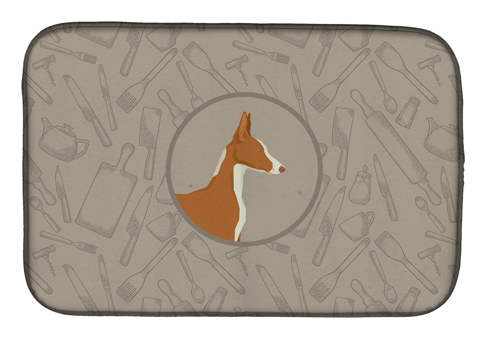 Ibizan Hound In the Kitchen Dish Drying Mat Absorbent Dish Drying Mat Pad for Kitchen Counter Dish Drainer Mat for Countertop, 14 x 21", Multicolor