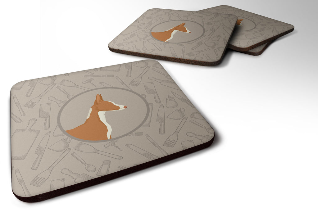 Ibizan Hound In the Kitchen Foam Coasters Set of 4 Cup Coasters for Indoor Outdoor, Tabletop Protection, Anti Slip, Mouse pad Material