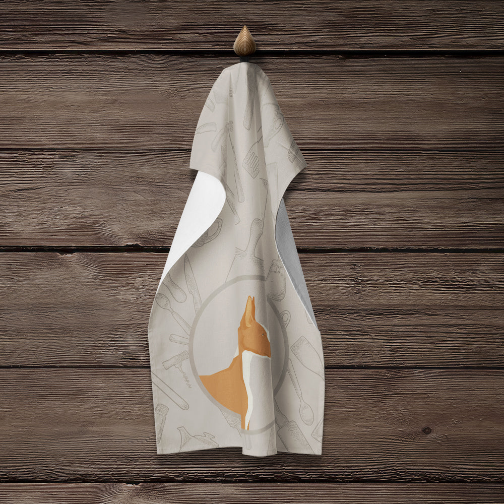 Ibizan Hound In the Kitchen Kitchen Towel Velour Plush Front and Cotton Loop Back Machine Washable