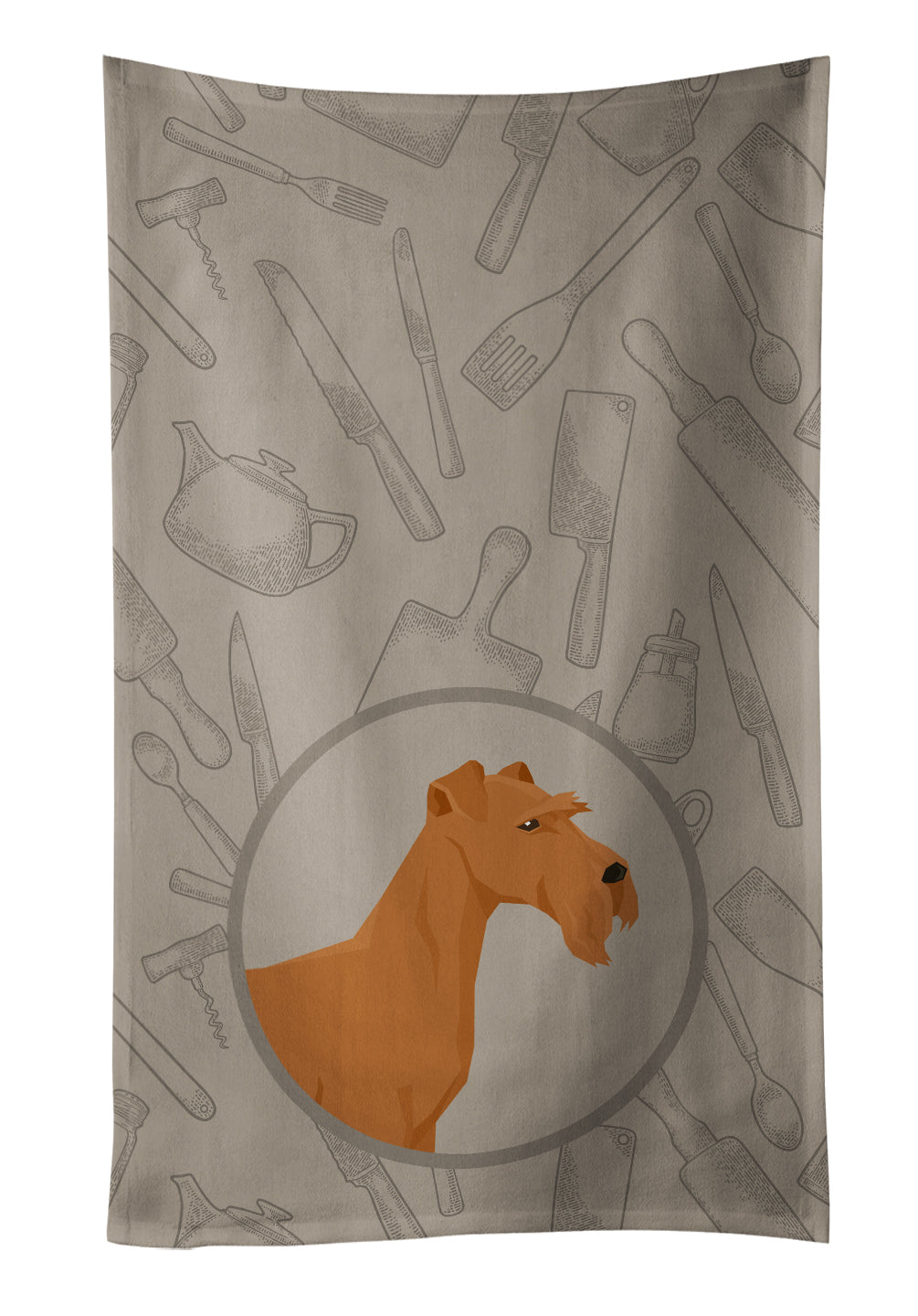Irish Terrier In the Kitchen Kitchen Towel Velour Plush Front and Cotton Loop Back Machine Washable