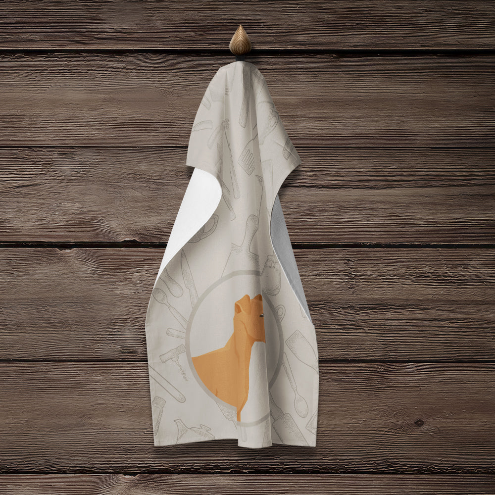 Irish Terrier In the Kitchen Kitchen Towel Velour Plush Front and Cotton Loop Back Machine Washable