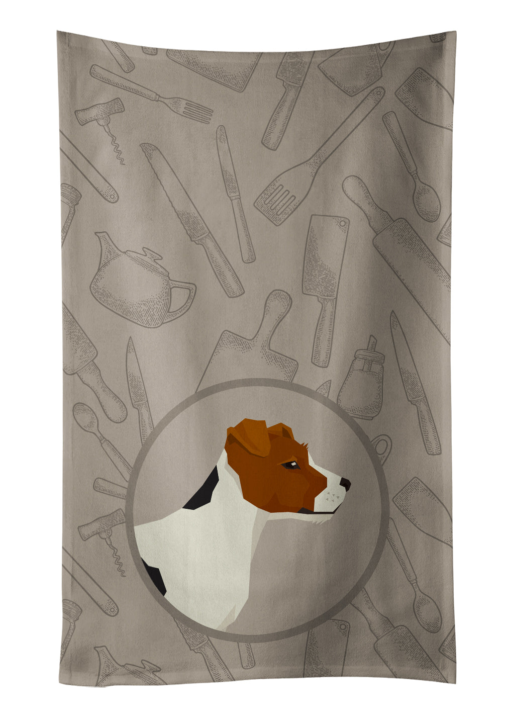 Jack Russell Terrier In the Kitchen Kitchen Towel Velour Plush Front and Cotton Loop Back Machine Washable