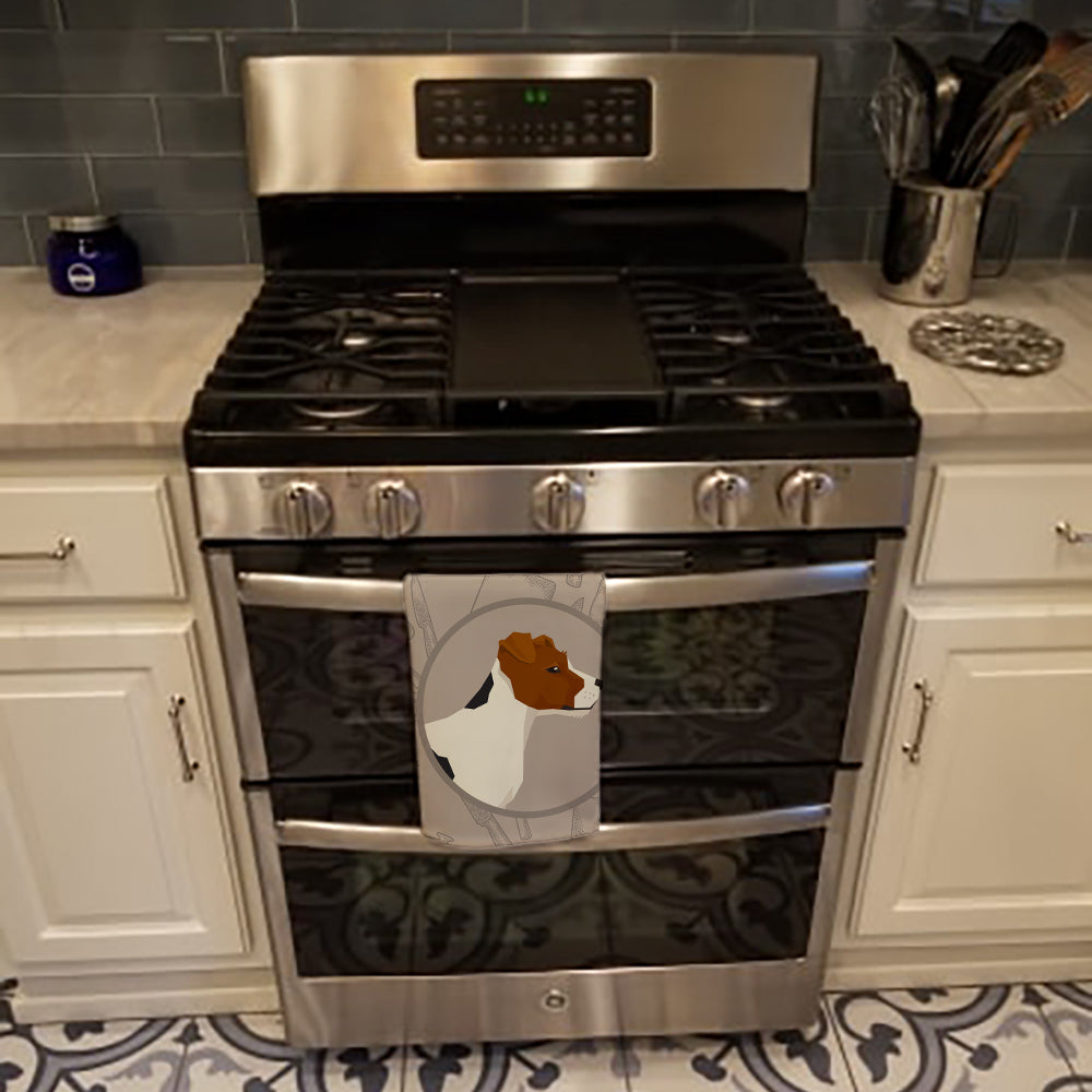 Jack Russell Terrier In the Kitchen Kitchen Towel Velour Plush Front and Cotton Loop Back Machine Washable