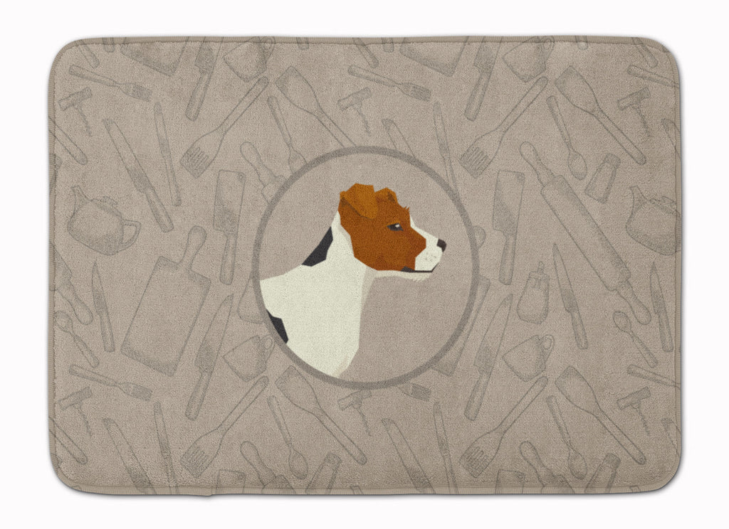 Jack Russell Terrier In the Kitchen Memory Foam Kitchen Mat Machine Washable Anti-Fatigue Cushion Comfort Bath or Kitchen Rug