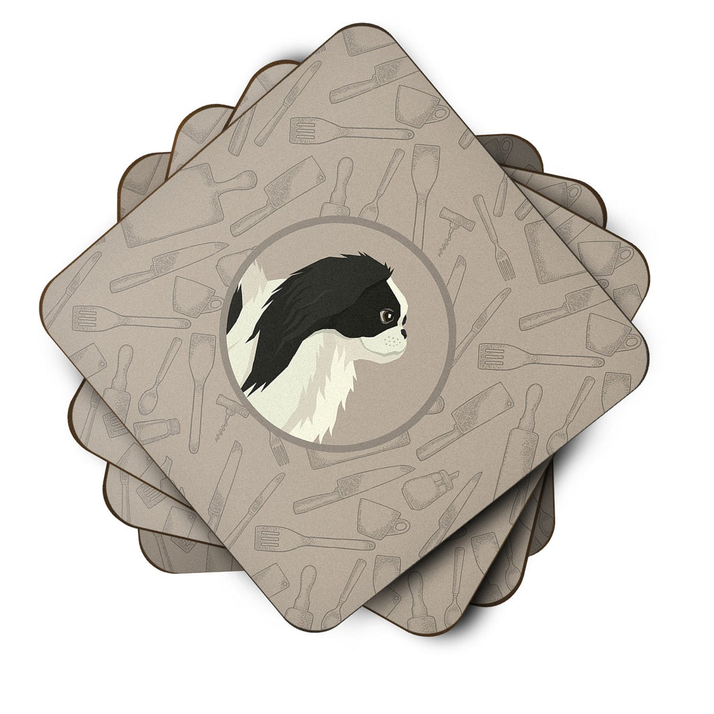 Japanese Chin In the Kitchen Foam Coasters Set of 4 Cup Coasters for Indoor Outdoor, Tabletop Protection, Anti Slip, Mouse pad Material