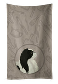 Japanese Chin In the Kitchen Kitchen Towel Velour Plush Front and Cotton Loop Back Machine Washable