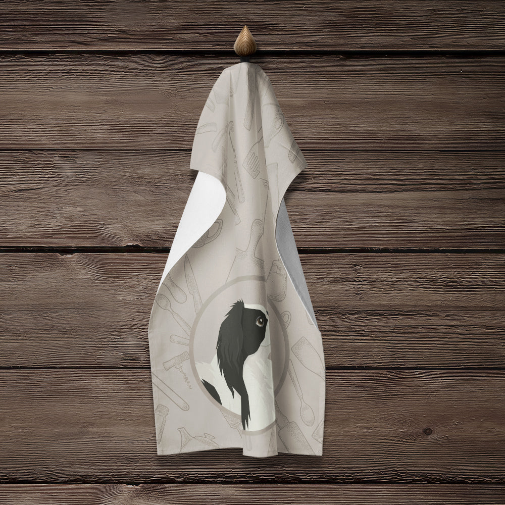 Japanese Chin In the Kitchen Kitchen Towel Velour Plush Front and Cotton Loop Back Machine Washable