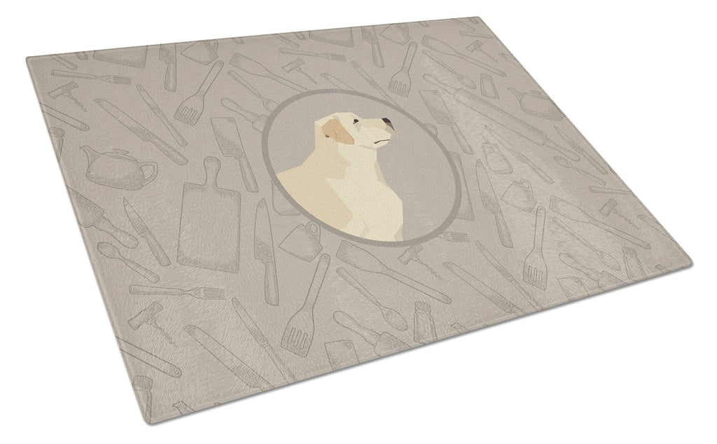 Labrador Retriever In the Kitchen Cutting Board Tempered Glass Kitchen Cutting Surface, Heat Resistant Chopping, Non-Slip Feet, Food Prep & Serving