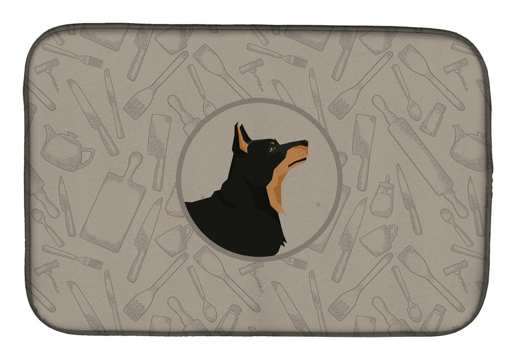 Lancashire Terrier In the Kitchen Dish Drying Mat Absorbent Dish Drying Mat Pad for Kitchen Counter Dish Drainer Mat for Countertop, 14 x 21", Multicolor