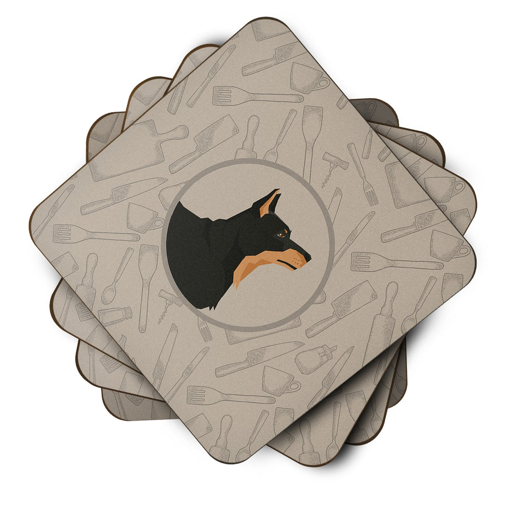 Lancashire Terrier In the Kitchen Foam Coasters Set of 4 Cup Coasters for Indoor Outdoor, Tabletop Protection, Anti Slip, Mouse pad Material
