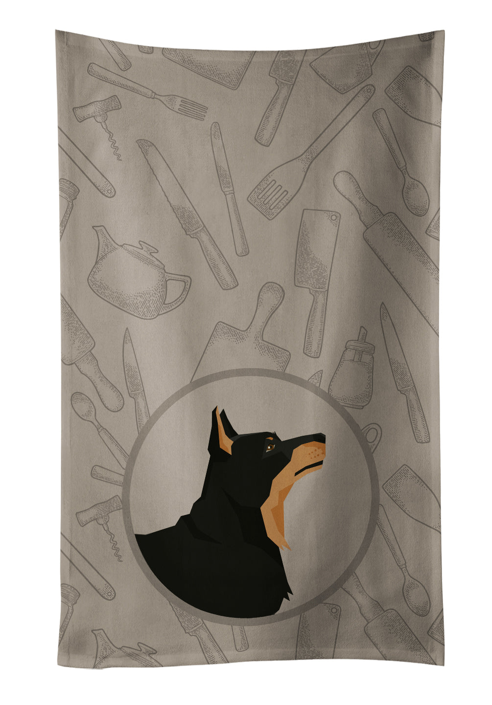 Lancashire Terrier In the Kitchen Kitchen Towel Velour Plush Front and Cotton Loop Back Machine Washable