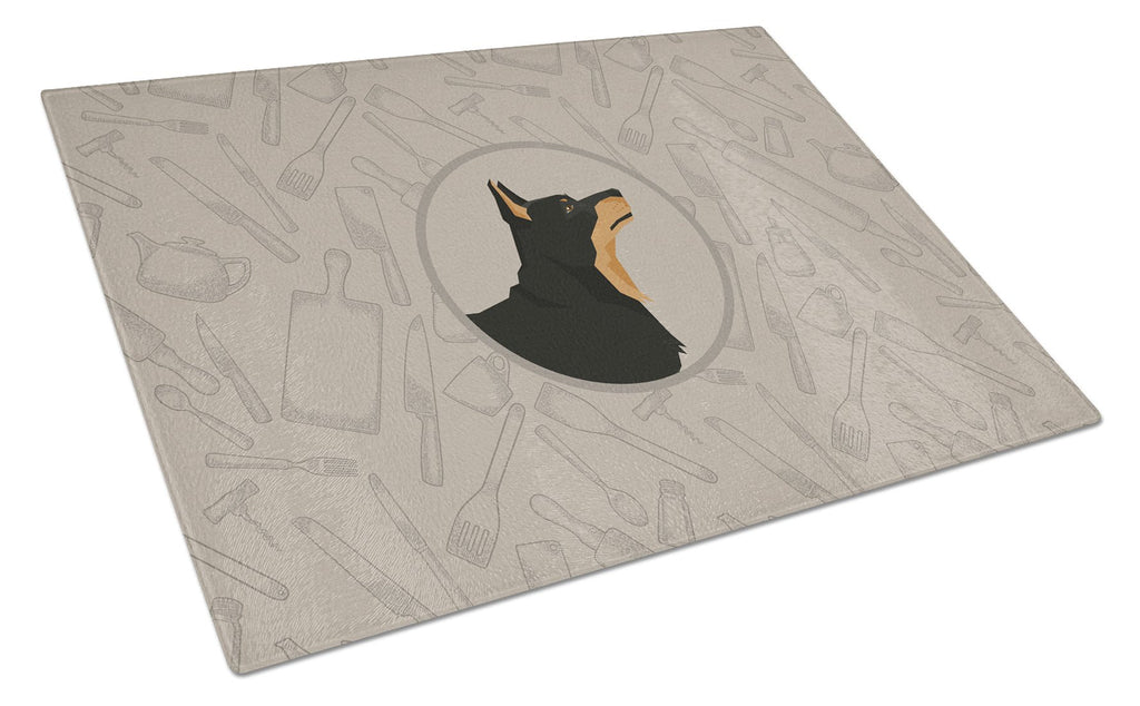 Lancashire Terrier In the Kitchen Cutting Board Tempered Glass Kitchen Cutting Surface, Heat Resistant Chopping, Non-Slip Feet, Food Prep & Serving