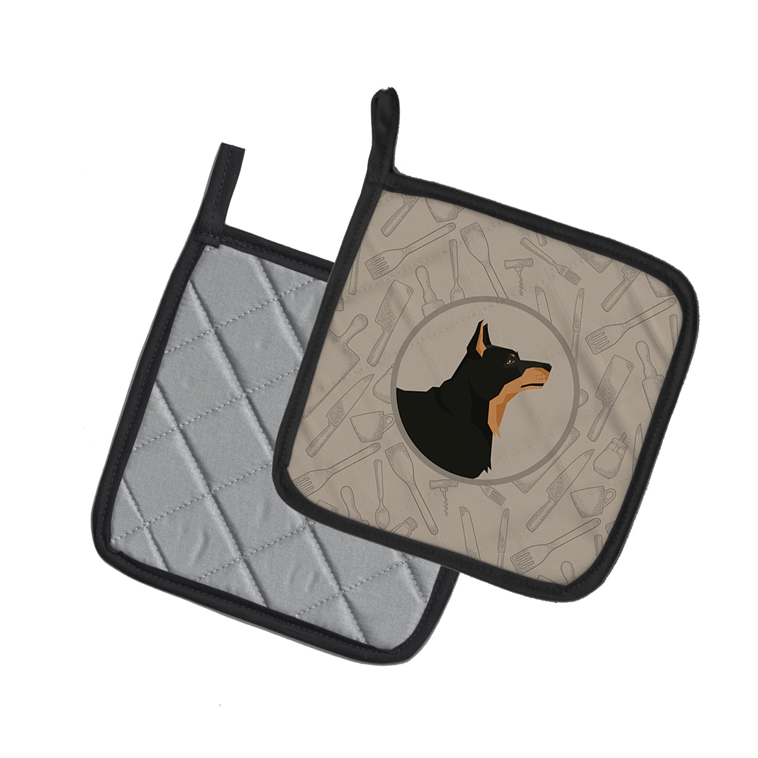 Lancashire Terrier In the Kitchen Pot Holder Set of 2 Heat Resistant Quilted Hot Pads 7.5 x 7.5 Inch, Insulated Kitchen Trivets for Cooking & Baking