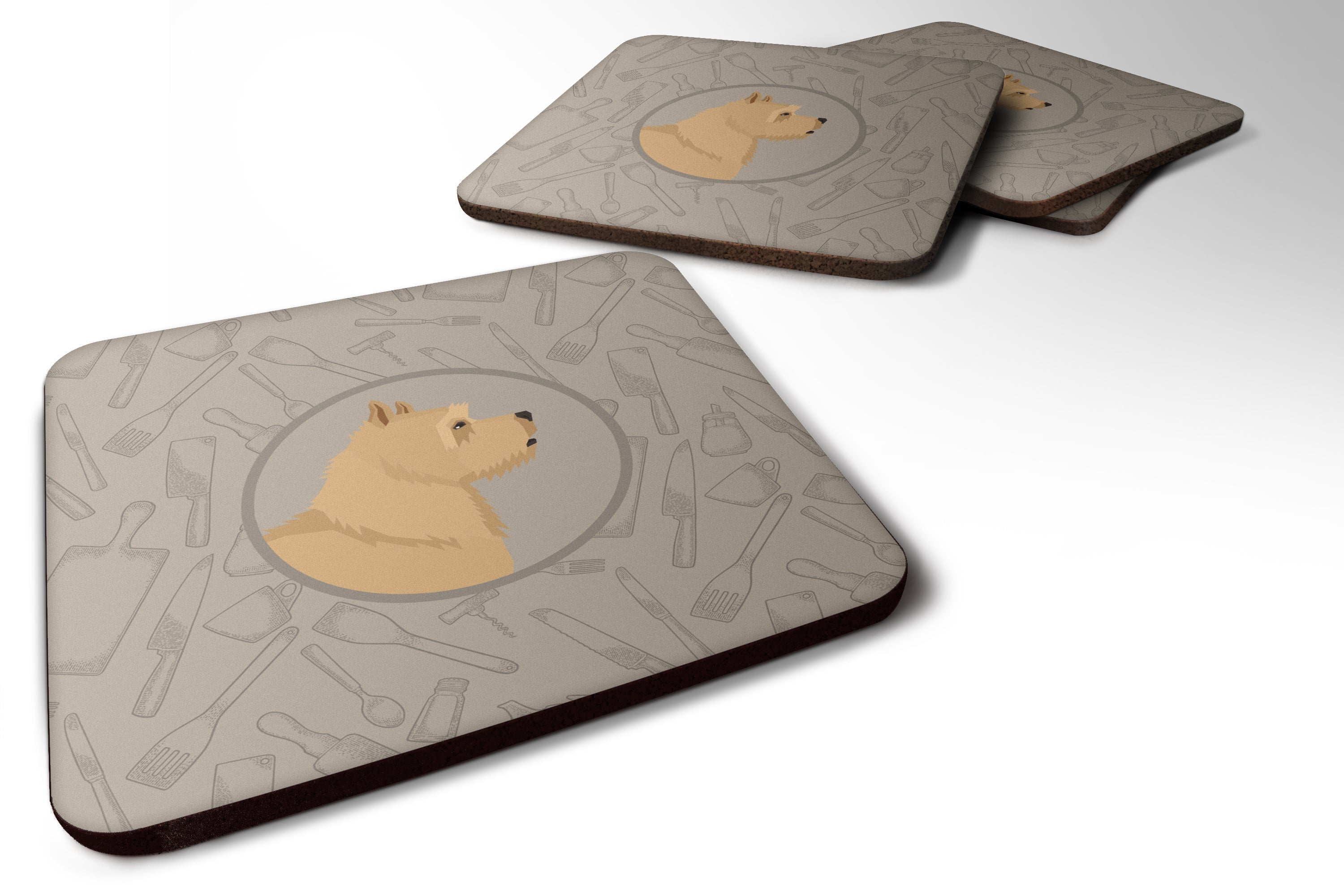 Norwich Terrier In the Kitchen Foam Coasters Set of 4 Cup Coasters for Indoor Outdoor, Tabletop Protection, Anti Slip, Mouse pad Material