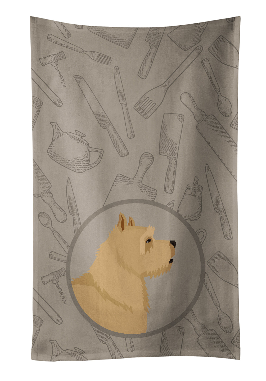 Norwich Terrier In the Kitchen Kitchen Towel Velour Plush Front and Cotton Loop Back Machine Washable