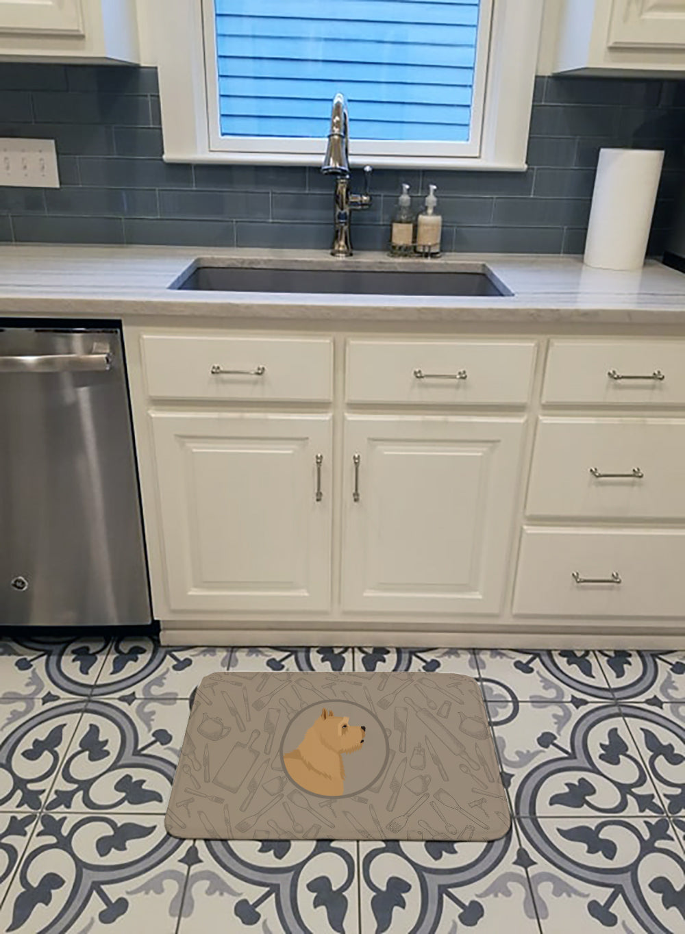 Norwich Terrier In the Kitchen Memory Foam Kitchen Mat Machine Washable Anti-Fatigue Cushion Comfort Bath or Kitchen Rug