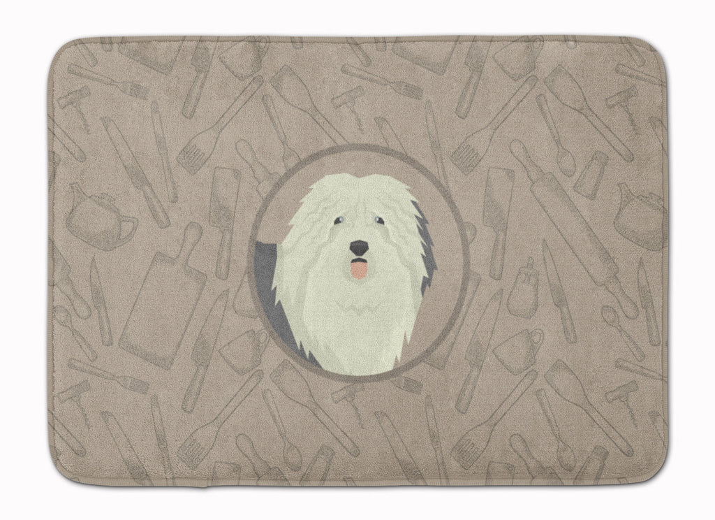 Old English Sheepdog In the Kitchen Memory Foam Kitchen Mat Machine Washable Anti-Fatigue Cushion Comfort Bath or Kitchen Rug