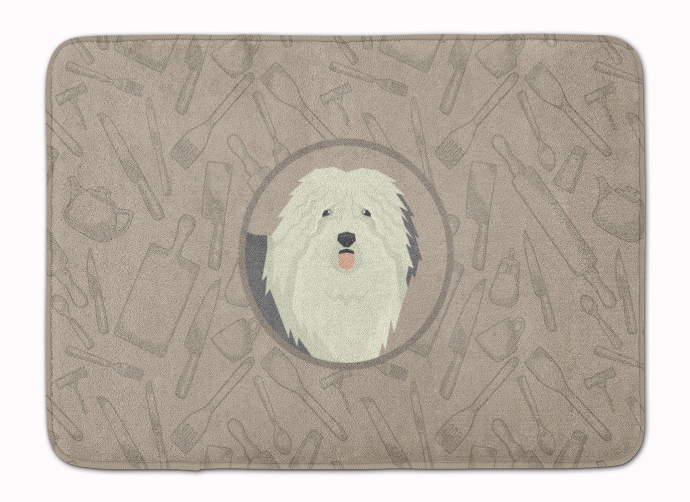 Old English Sheepdog In the Kitchen Memory Foam Kitchen Mat Machine Washable Anti-Fatigue Cushion Comfort Bath or Kitchen Rug