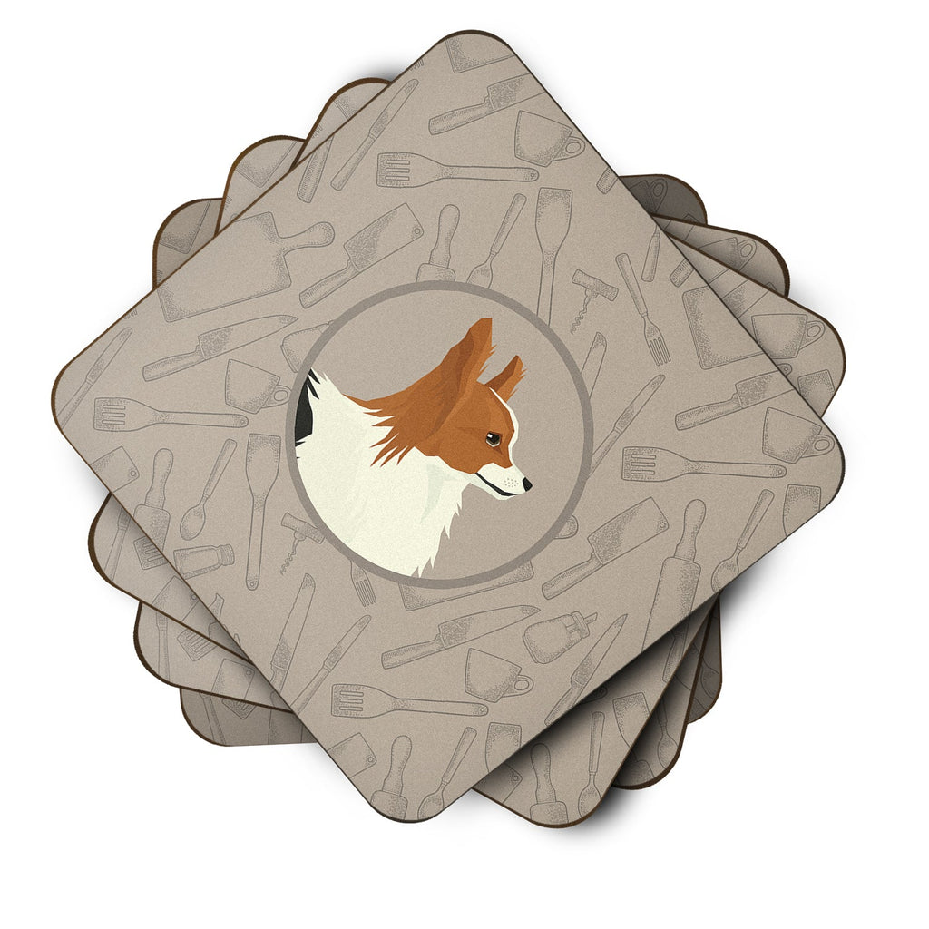 Papillon In the Kitchen Foam Coasters Set of 4 Cup Coasters for Indoor Outdoor, Tabletop Protection, Anti Slip, Mouse pad Material