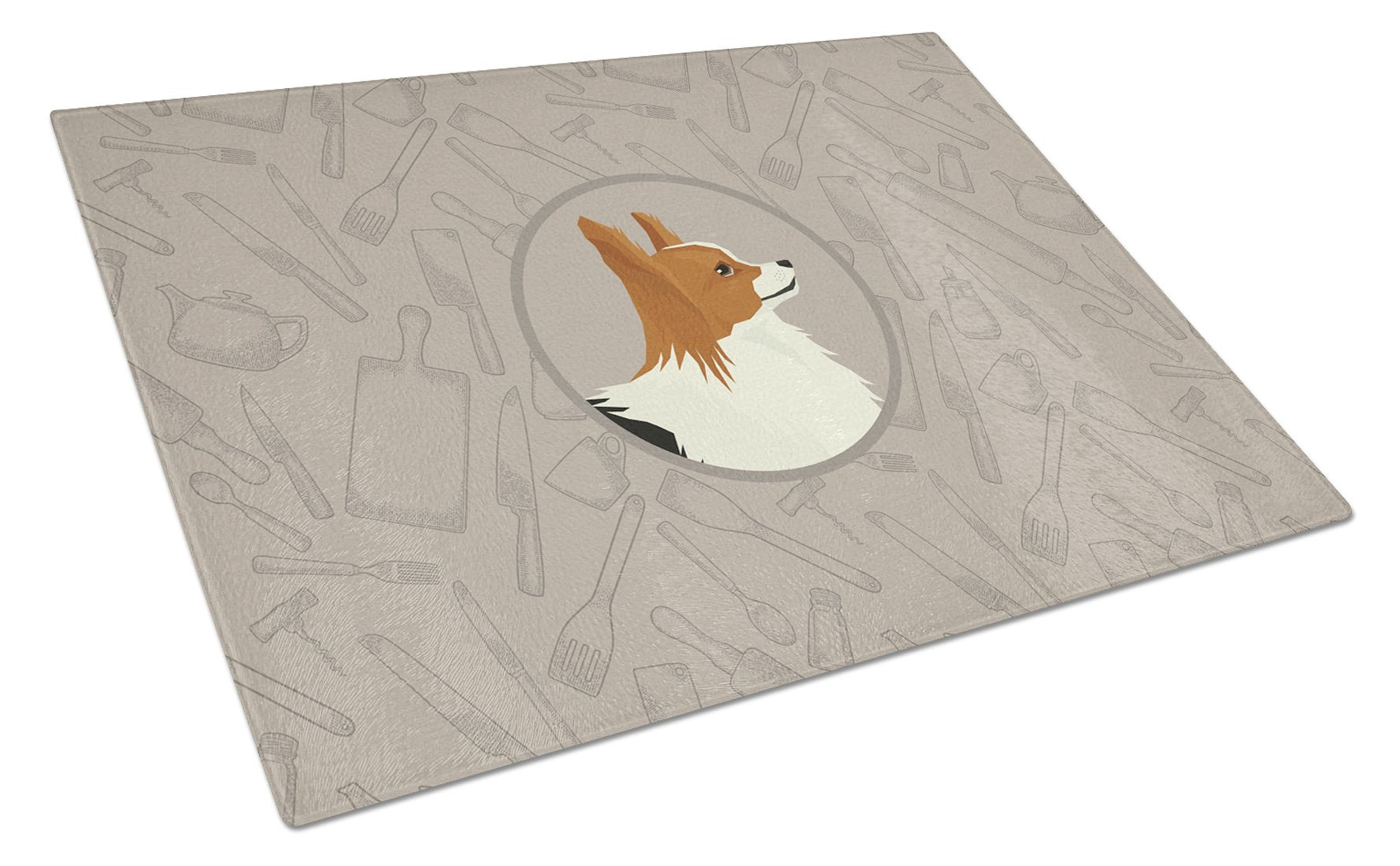 Papillon In the Kitchen Cutting Board Tempered Glass Kitchen Cutting Surface, Heat Resistant Chopping, Non-Slip Feet, Food Prep & Serving