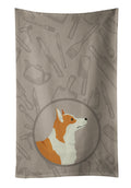 Pembroke Corgi In the Kitchen Kitchen Towel Velour Plush Front and Cotton Loop Back Machine Washable